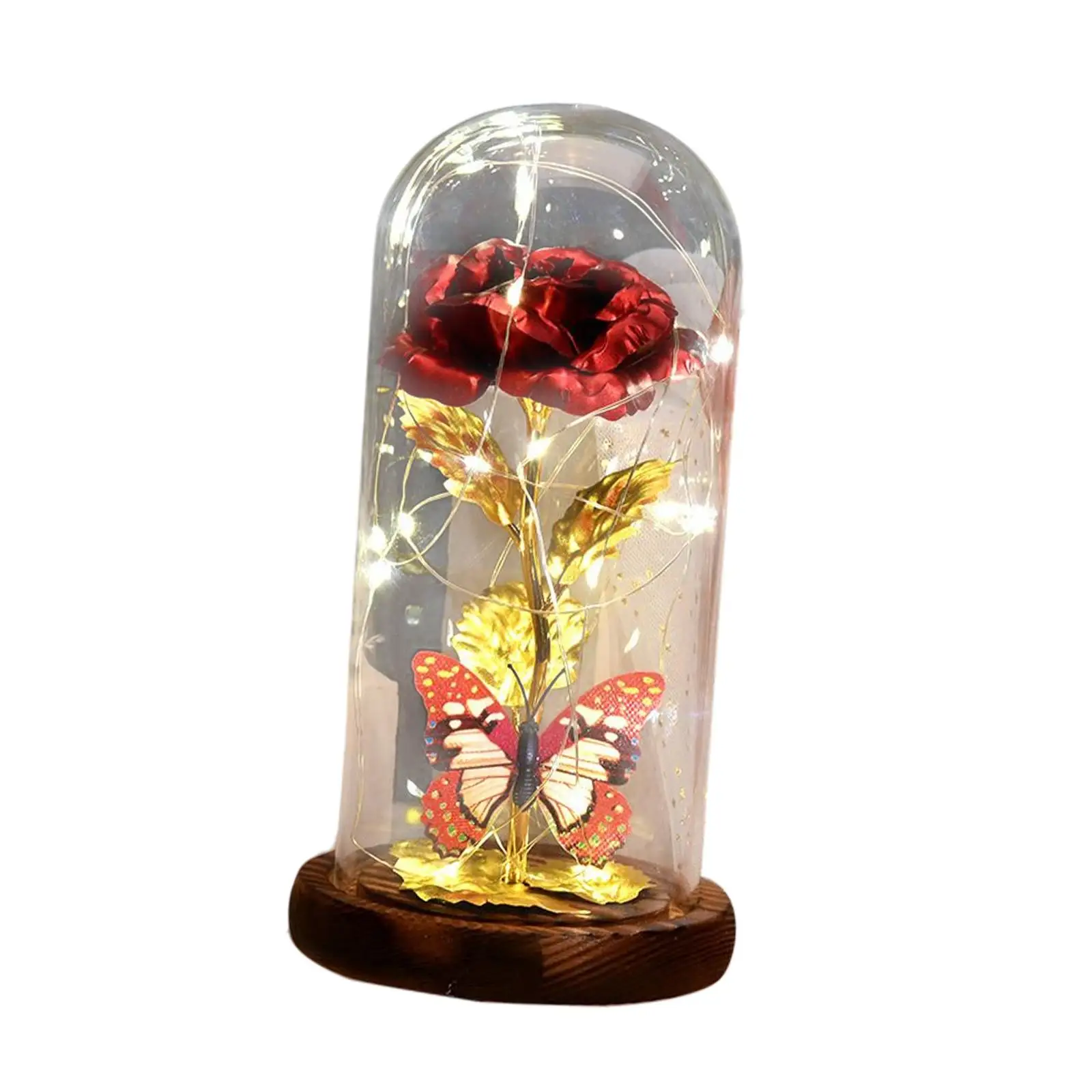 

Rose Flower Ornaments Bed Lamp Creative Butterfly LED Light for Anniversary Living Room Bookshelf Table Home Decor