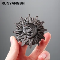 hand carving natural reiki gold silver obsidian color sun and moon figurine charms crystal crafts jewelry gift home decor