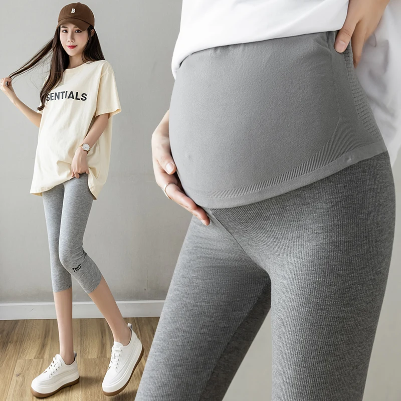 

9621 # летние тонкие нейлоновые Леггинсы для беременных Бесшовные Капри для живота брюки Одежда для беременных женщин Йога спортивные шорты для беременных