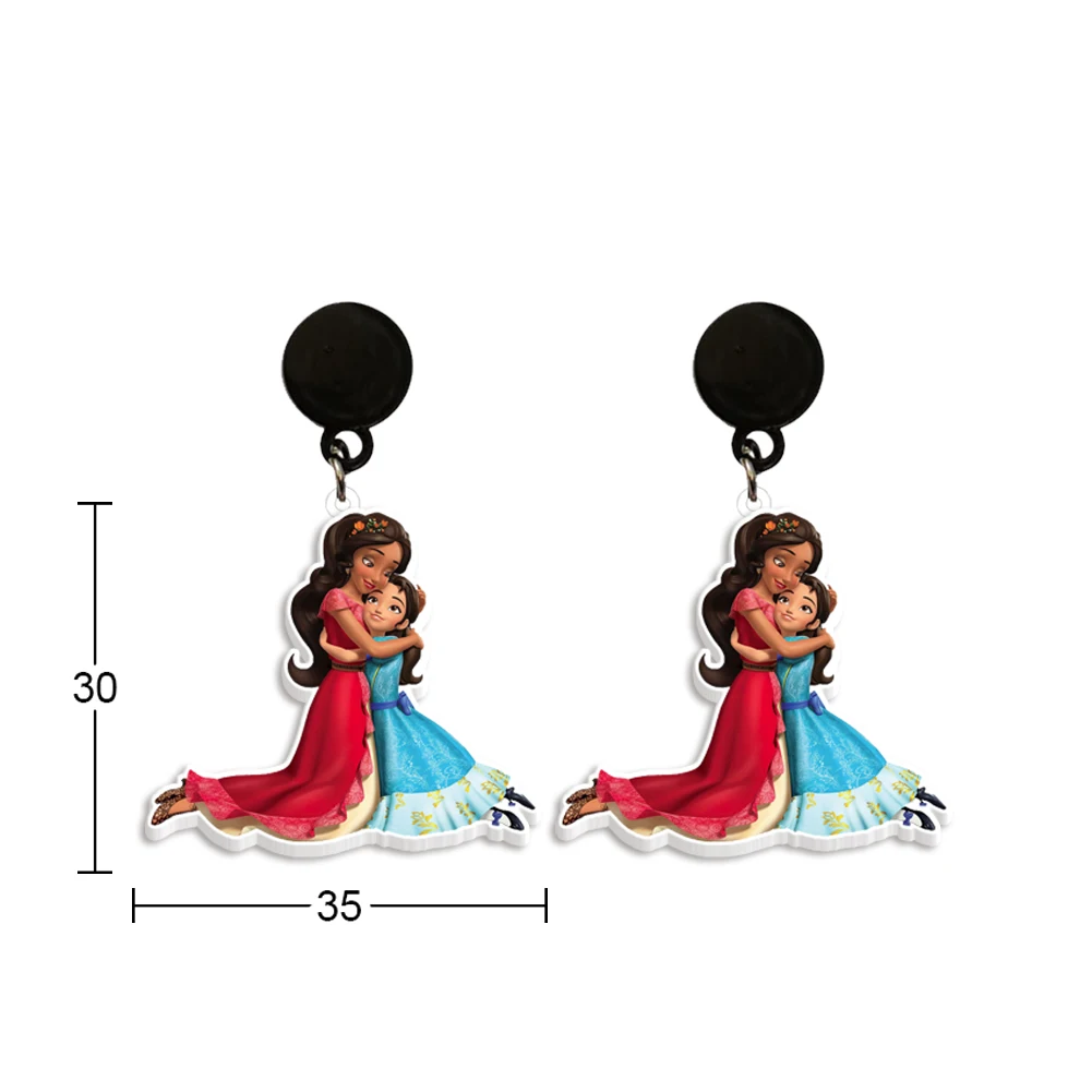 Фото Серьги-подвески Disney Elena of Avalor, дизайнерские серьги-капли, акриловые серьги из смолы для женщин и девочек, ювелирные аксессуары, подарки №4