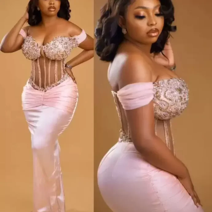 

Plus Size Arabic Aso Ebi Pink Lace Beaded Prom Dresses Lace Beaded Sheath Evening Formal Party Bridesmaid Gowns