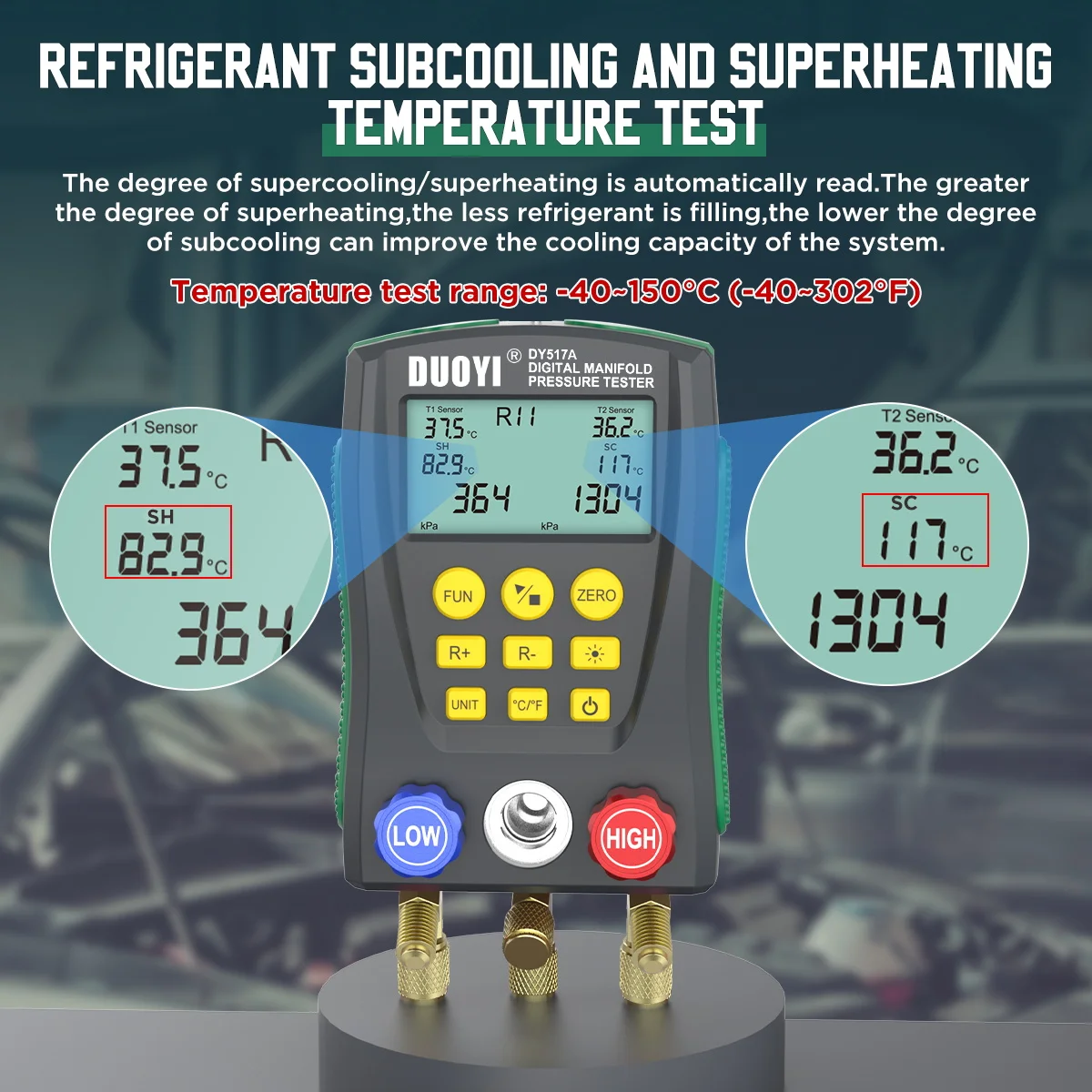 Цифровой манометр DUOYI DY517A измеритель давления в вакууме для кондиционирования