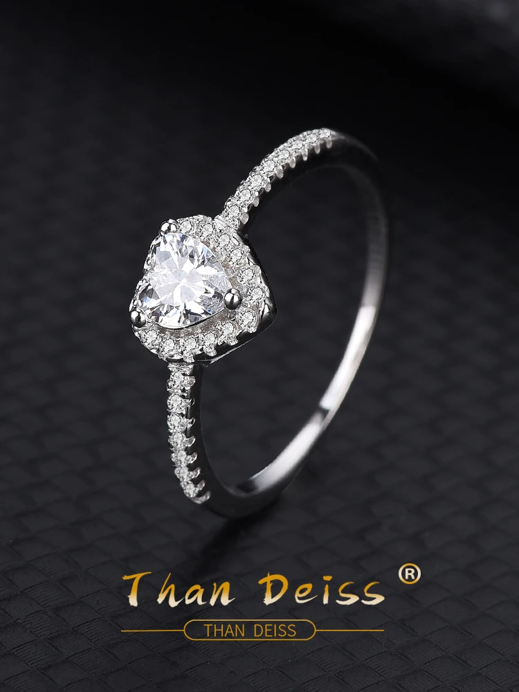 Кольцо из серебра 925 пробы с бриллиантом в форме сердца муассанита | Украшения и