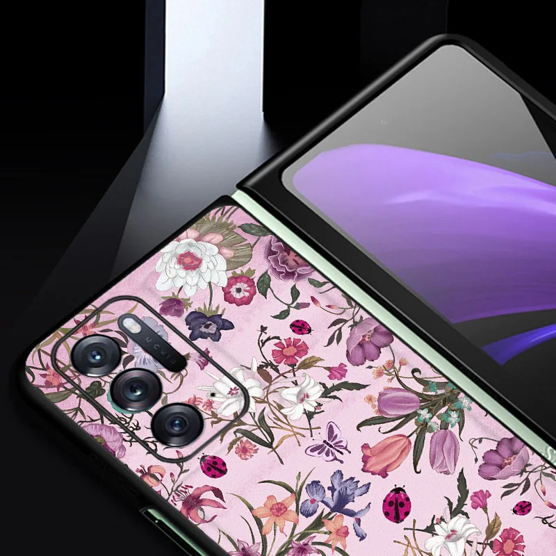 Find N Funda Case for Oppo Find N findn Vintage Small Flower Pattern PU Leather Coque Protection Mobile Phone Case Cover Find N