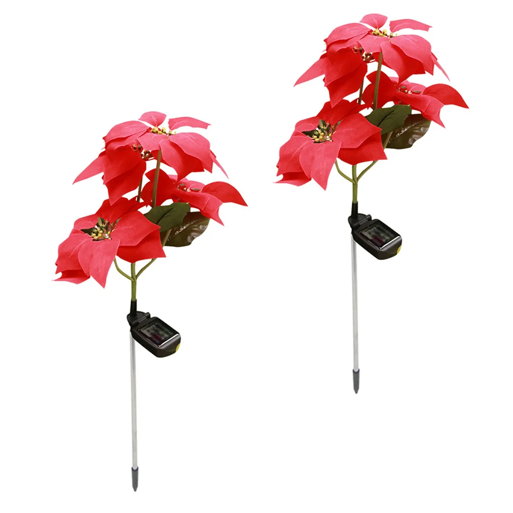 

Светильник на солнечной батарее, рождественский цветок, садовый светильник на колышке, светильник, цветы, искусственный декор, уличная энер...