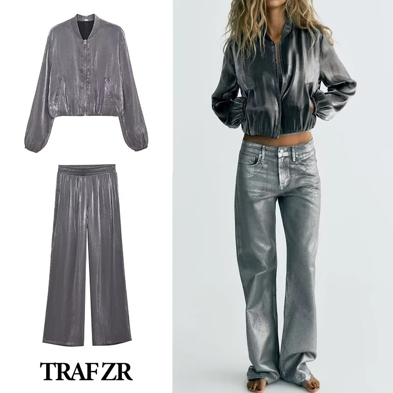 

TRAF ZR Hight Street Chic and Elegant Woman Pants Set Y2k Groups of Pant Women's Sports Suit Luxury Long Sleeve Tops Suit Women