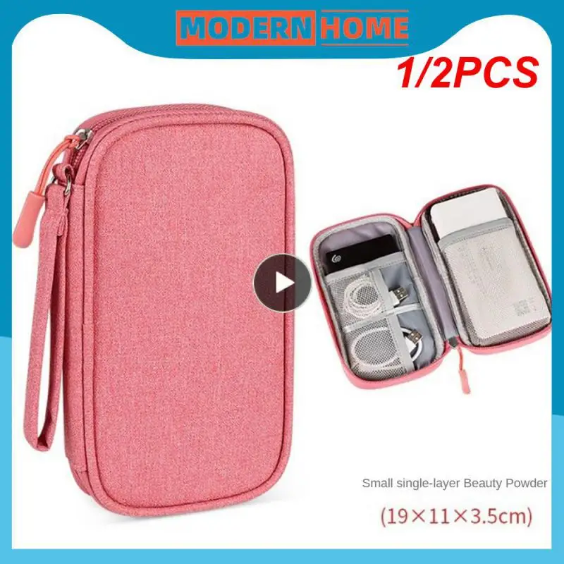 

1/2PCS Data Cable Storage Bags Portable Earphone Organizer Digital Gadget Carry Case Double Layer Digital USB Hard Disk