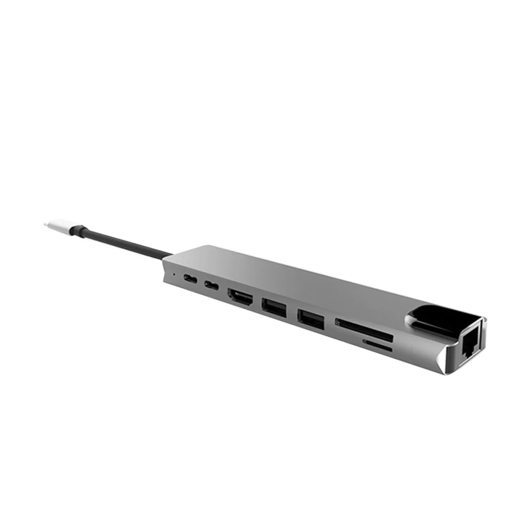 

USB-концентратор 8 в 1 Type-c 4K HD 3 0, адаптер PD для зарядки SD, TF-карт, кардридер RJ45, сетевой конвертер 30 Гц