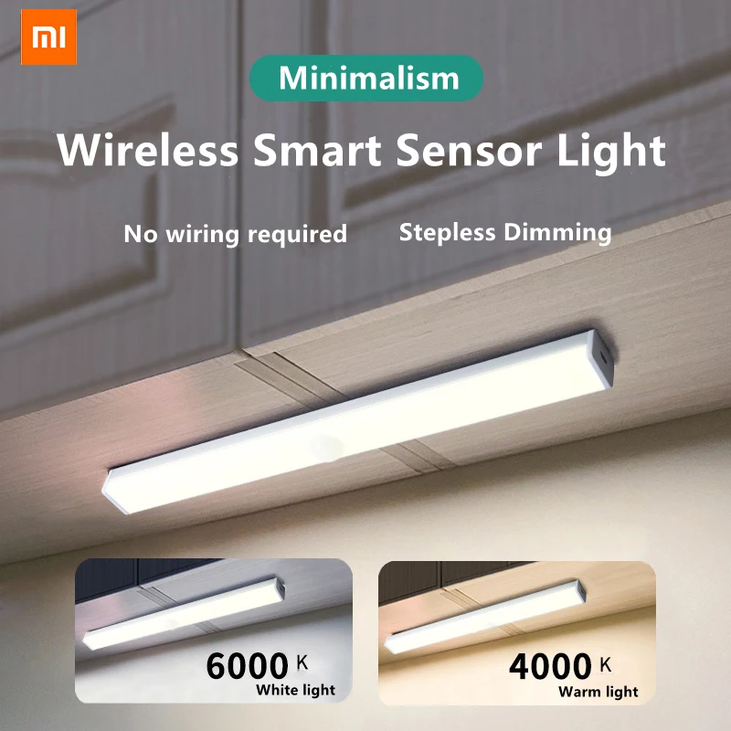 

Светодиодный ночник Xiaomi Youpin с датчиком движения, беспроводной светильник для шкафа, освещение для кухни, буфета, лестницы, коридора