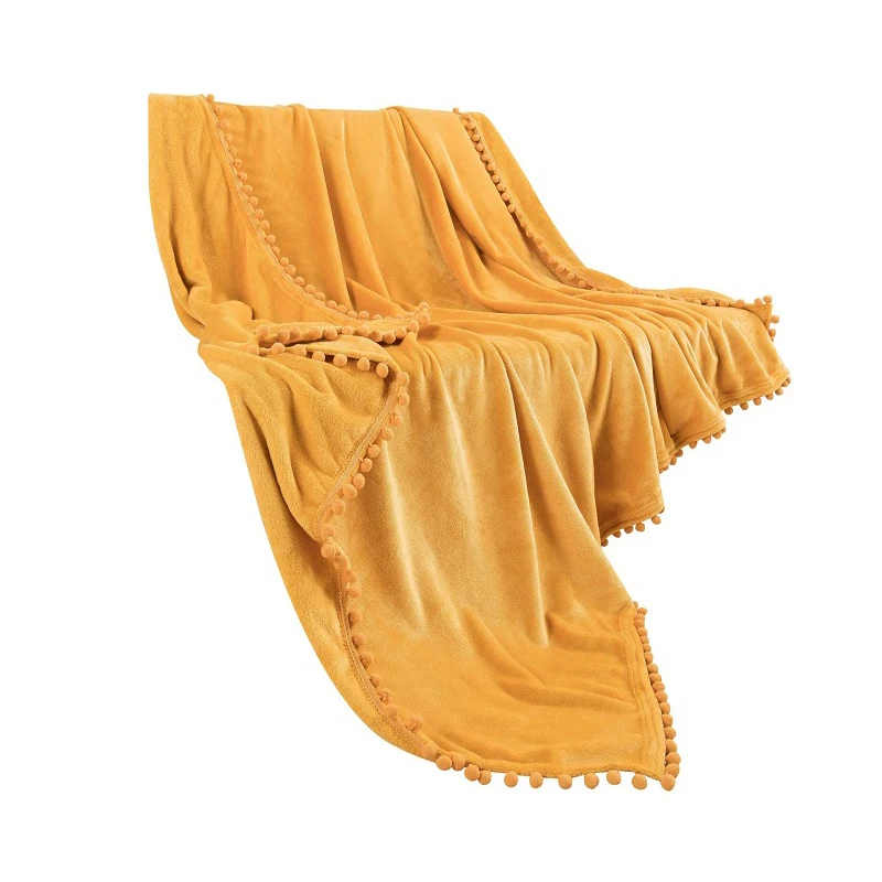 

Шерстяное фланелевое одеяло TECHOME, украшение для дома и дивана с кисточками, Мягкий Летний плед для спальни