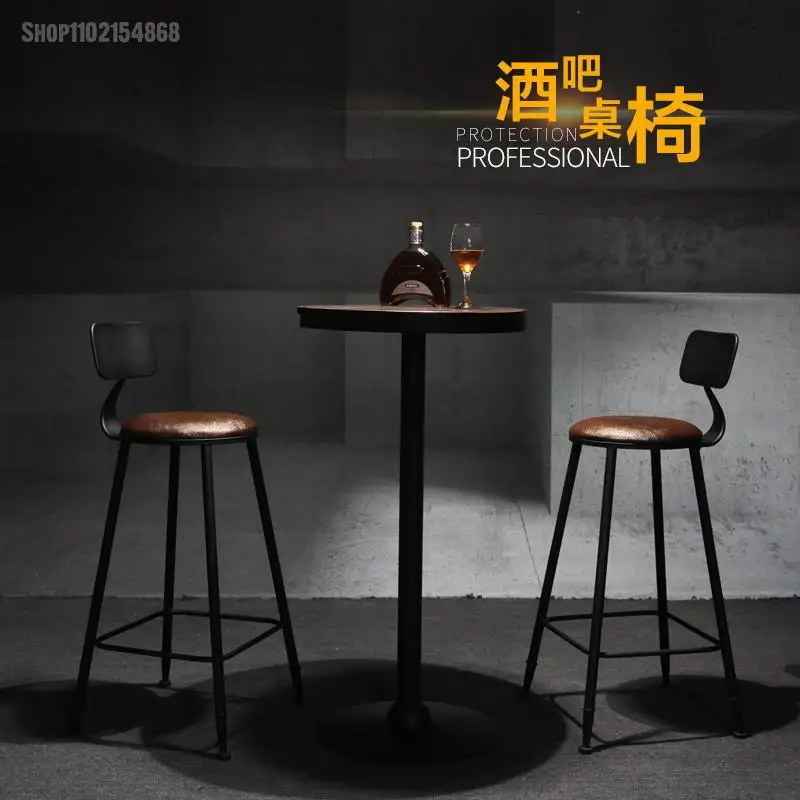 Барный стул из кованого железа в стиле ретро барный высокий стол массива дерева и