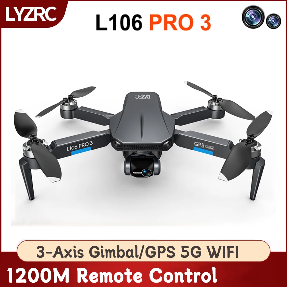 

L106 Pro 3 Drone 4k Profesional 3-Axis Gimbal 4k Hd Dual Camera 5G GPS Fllow Me Wifi Fpv Brushless Motor Dron RC Quadcopter Toy