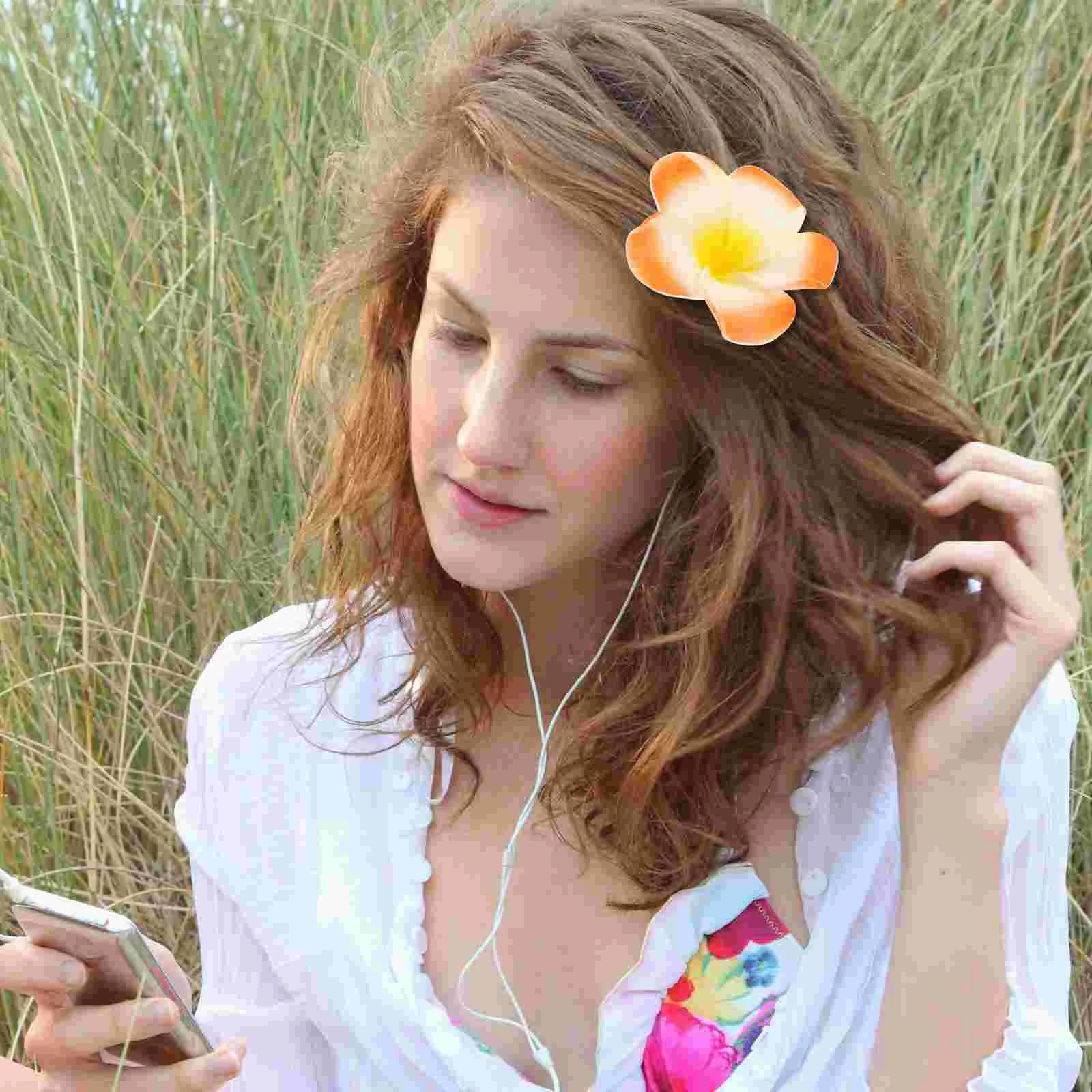 

12 шт., заколки для волос в виде Гавайских цветов