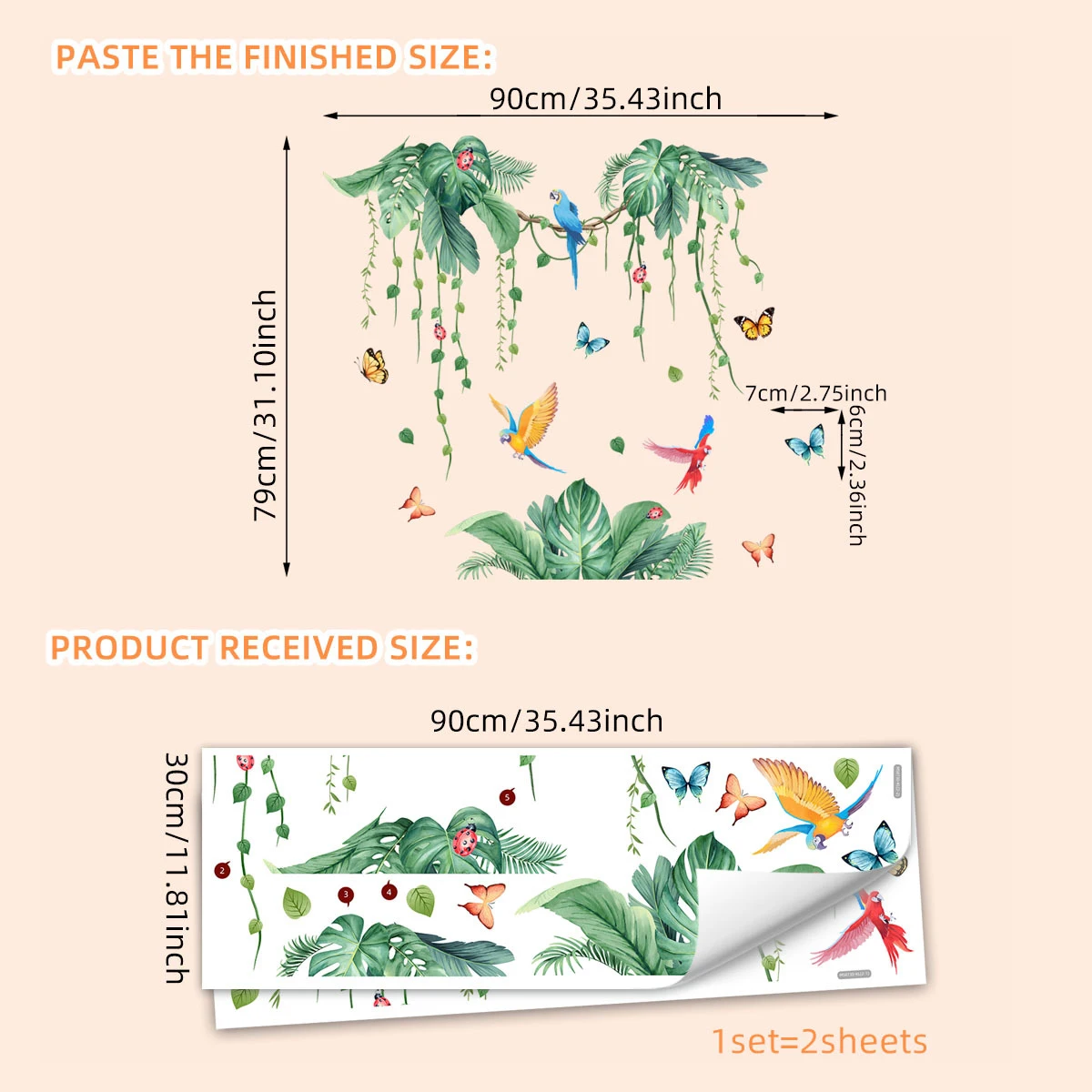 Креативная Наклейка на стену с зелеными растениями листьями банана