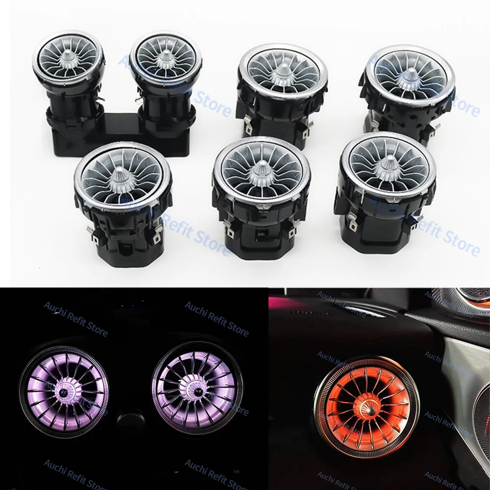 Цена 3/64 цветные автомобильные светодиодные вентиляционные отверстия для Mercedes-Benz C GLC Class W205 X253 W213 W222 W117 X156 W176 Turbo Nozzle Ambient Light