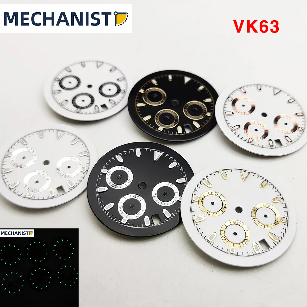 

Machinist- VK63 Panda dial, 32.5mm dial, sterile luminescent text, adapted quartz watch, three-hand chronograph, rose gold gold