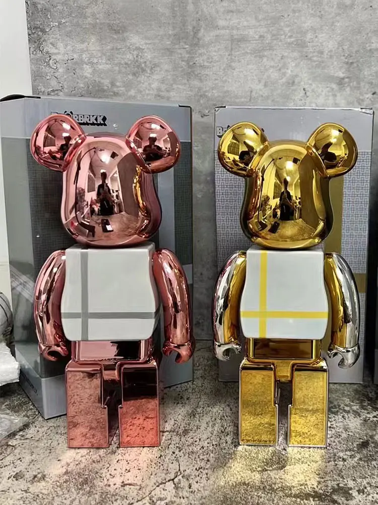 

Bearbrick 400% розовый золотой серебряный жемчуг Белый крест плюс Be @ rbricklys гальваническое покрытие трендовая игрушка настольное украшение