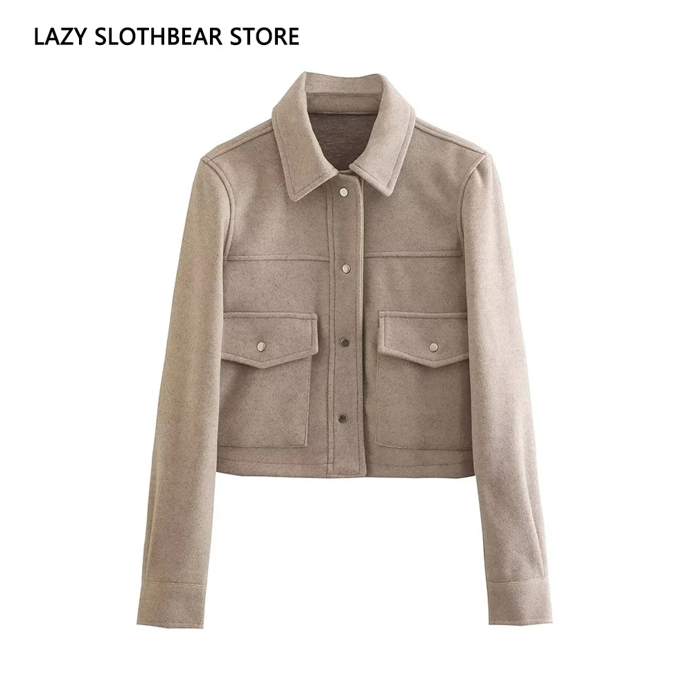 

High-quality new spring and autumn women's woolen coat casual short coat top solid color temperament office professional clothes