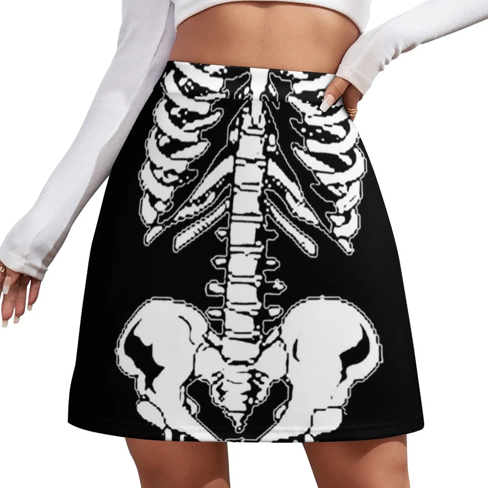 

Halloween Skeleton Skirt Summer Rib Cage Pelvis Spooky Aesthetic Casual A-line Skirts Print Mini Skirt Woman Big Size Bottoms