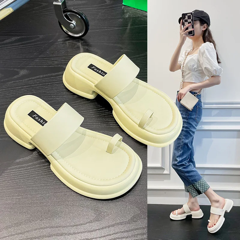 

Women's Soft and Light Slippers Female Summer Fashion Soft Bottom Thick Heel 5cm Sandals Ladies Outdoor Casual Beach Sandals