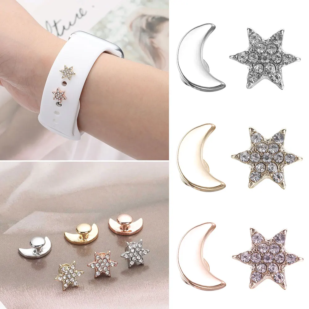 

Silicone Strap Jewelry Charms for iWatch series 7 6 5 3 se/Galaxy watch 4/Classic Bracelet Metal decoration for Apple watch Band