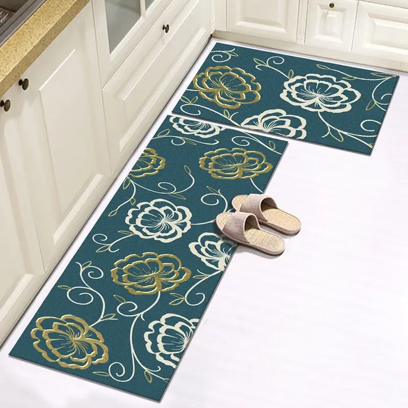 

Kitchen Mat Parlor Floor Carpet Balcony Laundry Room Long Rug Home Decor Green Entrance Doormat Bathroom Washable Non-slip Mat