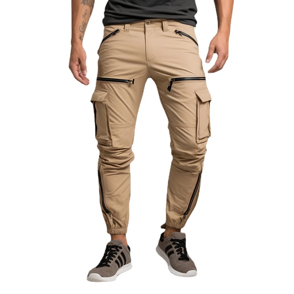 

Men's Sporty Cargo Pants Zipper Multiple Pockets Trousers