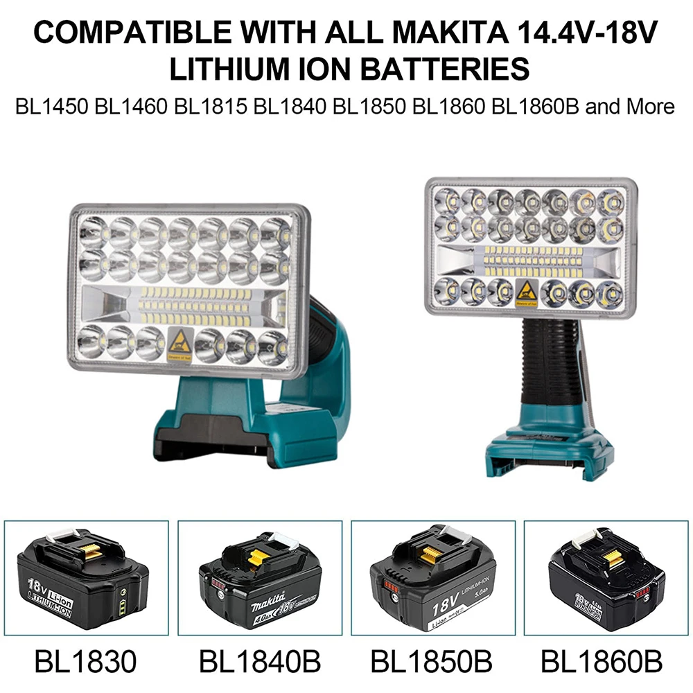 

Светодиодный фонарик для улицы, уличный Точечный светильник для Makita BL1430, BL1830, литиевая батарея, USB, уличсветильник щение, 18 в, 2000 лм