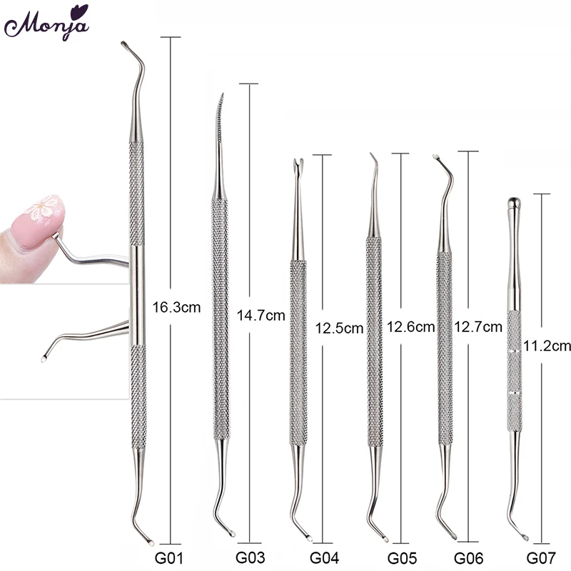 

Toenail Care Nail Steel Corrector Cuticle Hook Pushers Ingrown Cleaning Stainless Manicure Ended Tools Dual Nail Monja