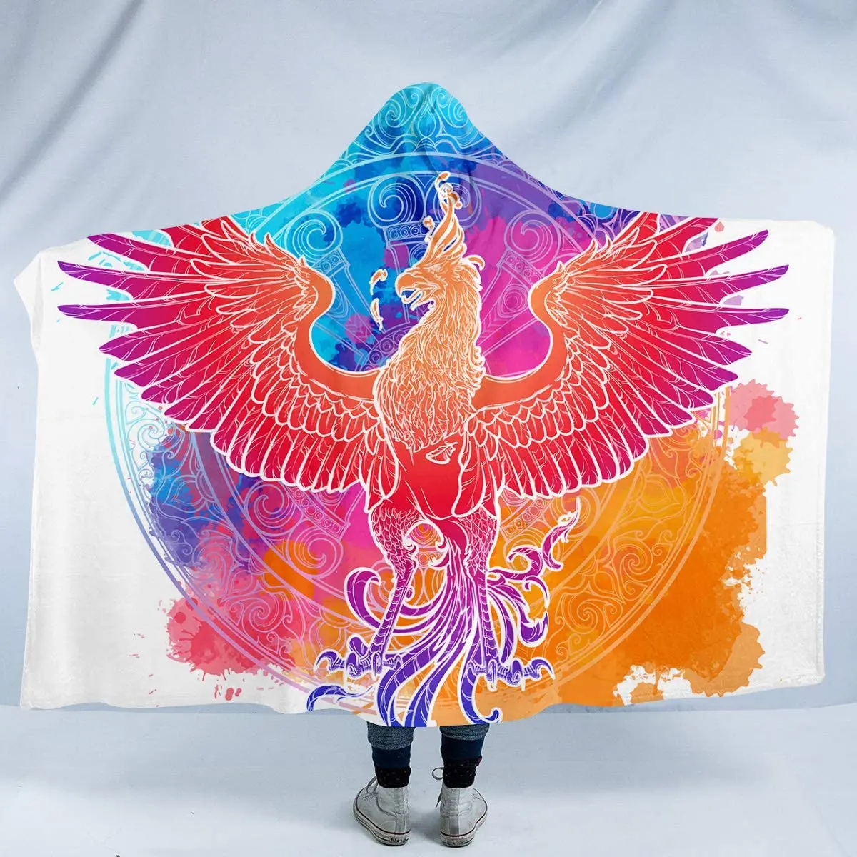 

Акварельное одеяло с капюшоном птица митикальная птица Феникс плюшевое одеяло пушистое мягкое одеяло шерпа Флисовое одеяло