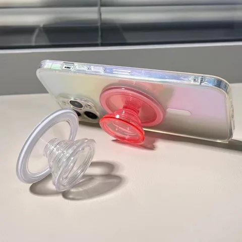 Розовая круглая магнитная ручка для телефона Magsafe Tok Griptok, подставка для iPhone, забавный складной держатель для беспроводной зарядки