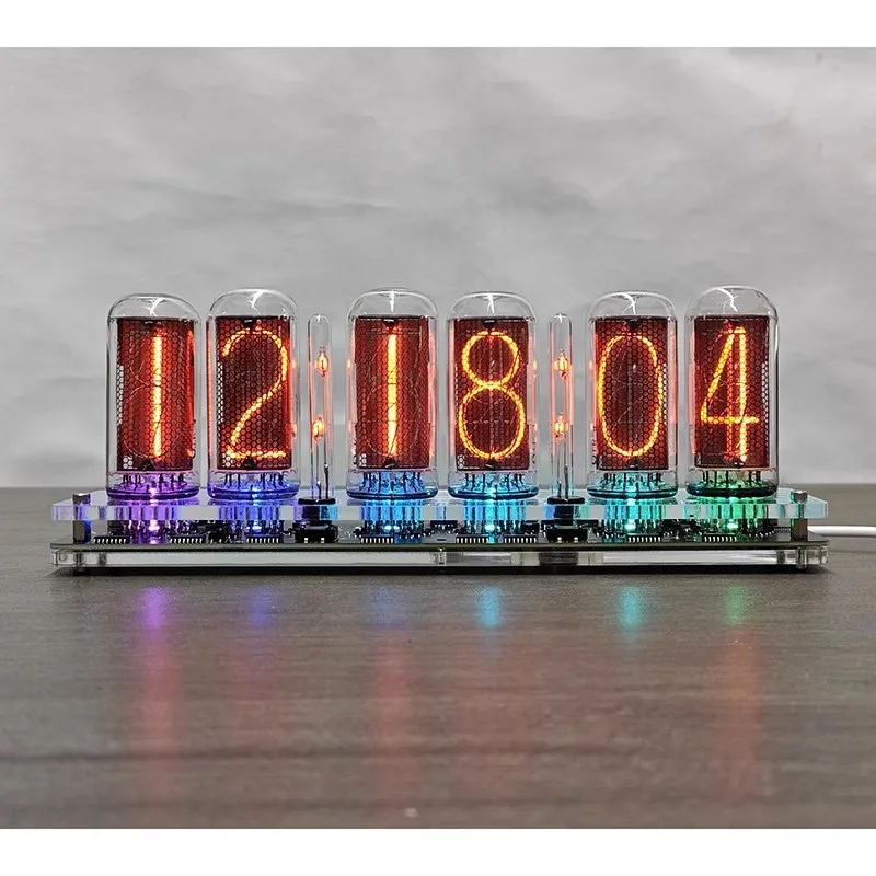 Фото GHXAMP 6-значные IN-18 часы Nixie Tube в стиле ретро, высокая яркость, дисплей с питанием от USB для дома/офиса, уникальный технологический подарок №3