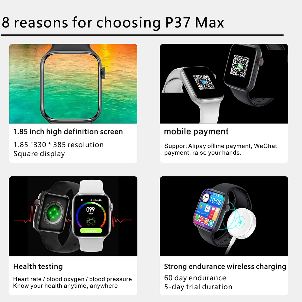 2022 Смарт-часы Iwo 14 Pro Series 7 P37 Max для мужчин и женщин Беспроводная зарядка Bluetooth Вызов