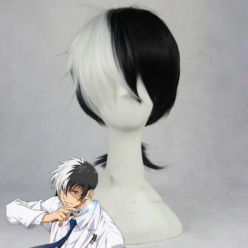 

Young Black Jack Cosplay Wig Black and White Ponytail Synthetic Hair Anime Costume Role Play Wigs