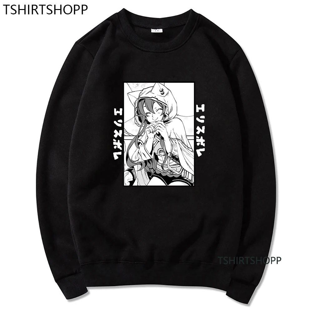 

Толстовка с капюшоном аниме Mushoku Tensei Eris and Rudeus манга зимняя Flecee весенне-осенняя Толстовка Kawaii Женский пуловер с круглым вырезом толстовка