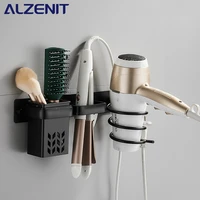 hair dryer rack with cup holder storage rack black space aluminum hair straightener storage rack wall mount bathroom accessories