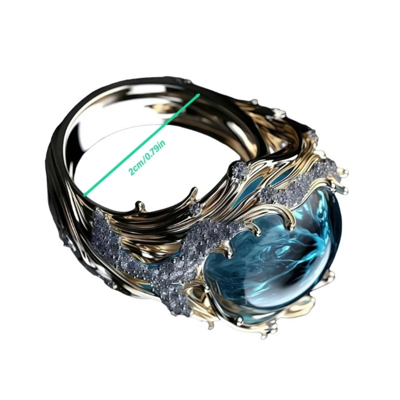 Регулируемые кольца с морской волной из смолы серебряного тона портативные