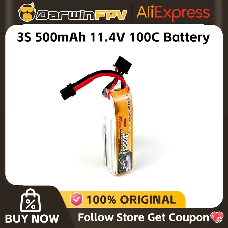 DarwinFPV 3S 500mAh 11.4V 100C Lipo Battery