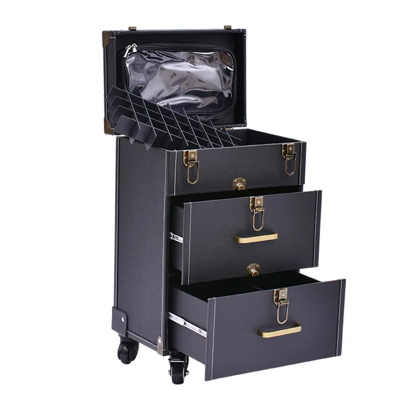 Women multi-layer large-capacity cosmetic case Box Nail tattoo Rolling luggage bag makeup case multi-function trolley suitcase