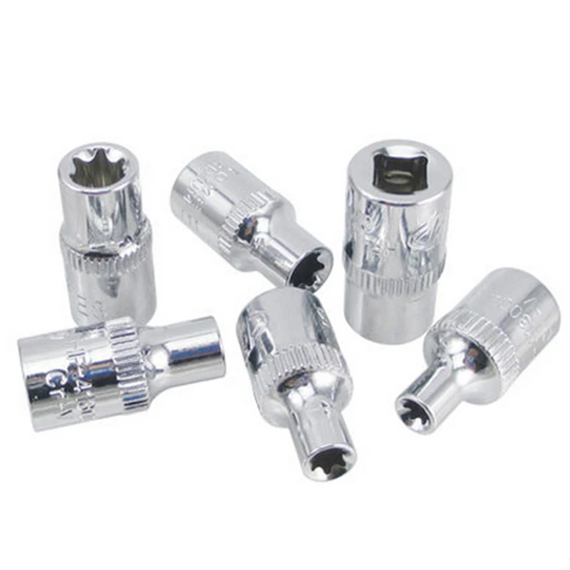 

6Pcs 1/4" Ratchet Socket Set Torque Wrench Torx Star Female Socket Adapter E Socket Driver Joint Hand Tools E4 E5 E6 E7 E8 E10