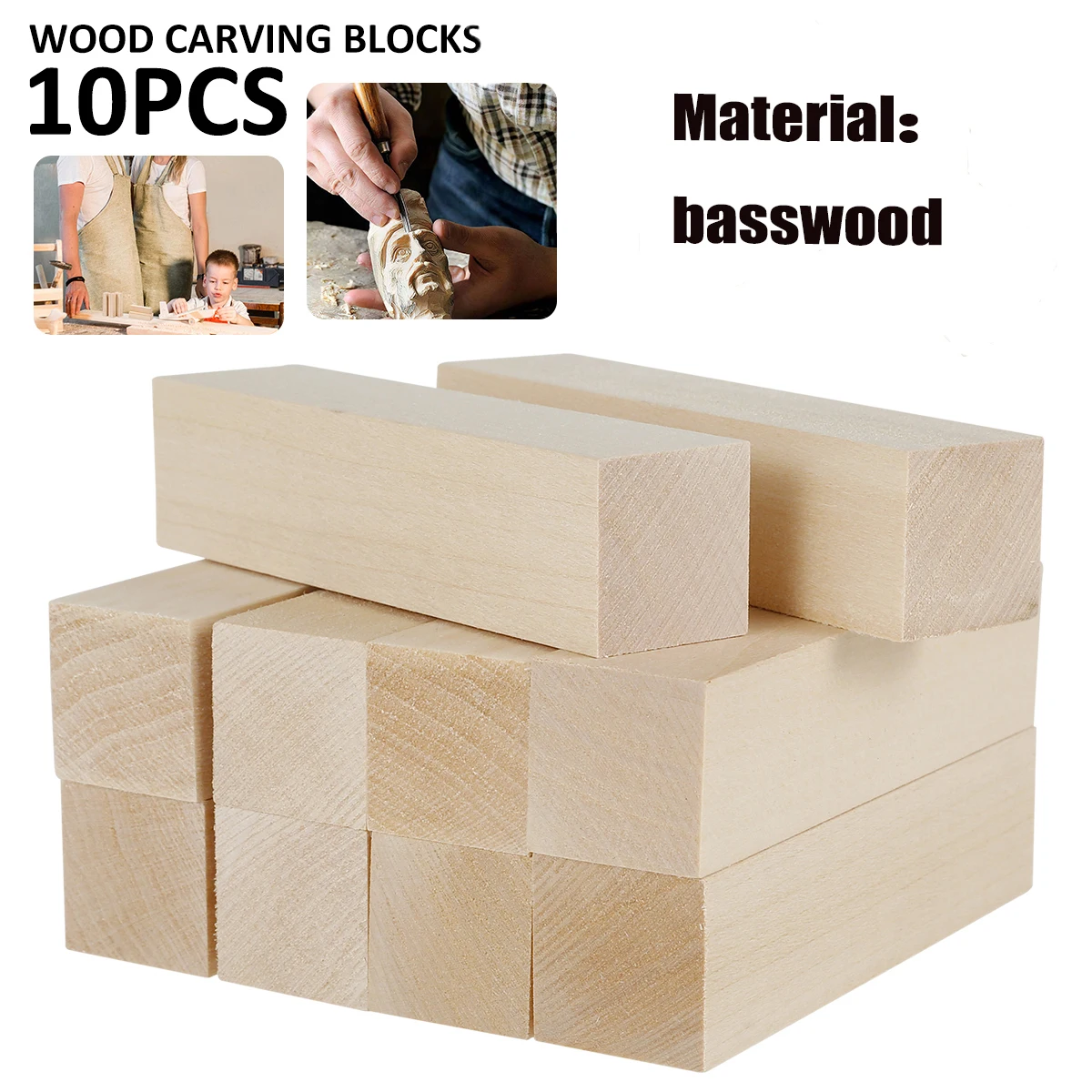 

Basswood Carving Blocks Kit Whittling Blanks Beginners Unfinished Wood Whittling Blocks Carving Block Kit for Adults Kids