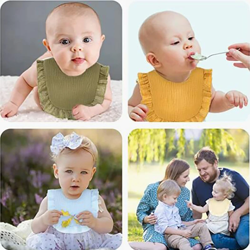 

Baby Bibs Drool Teething Bibs Lap-shoulder Drool Cloths Bibs Girls Multi-Use Scarf Solid Color Comfortable Cute Bib