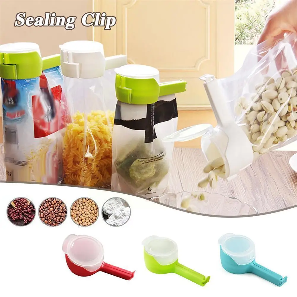 

Snack Sealing Clip Fresh Keeping Sealer Clamp Plastic Food Saver Travel Kitchen Gadgets Seal Pour Food Storage Bag Cap Clip W3U3