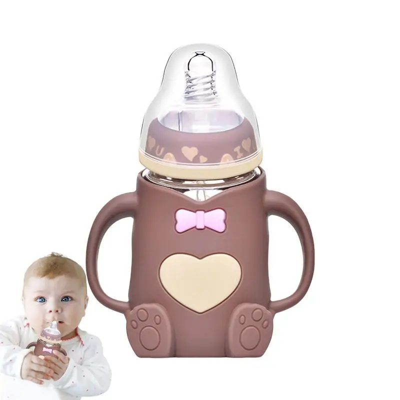 

Детская стеклянная бутылочка, противоколиковые Детские Бутылочки для грудного вскармливания, бутылочки с натуральным потоком молока с широким горлышком 44 мм для младенцев