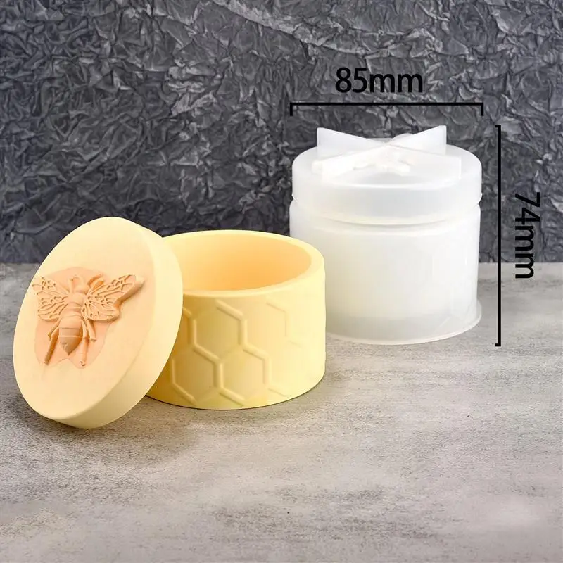 

Gypsum Honey Bee Jar Silicone Molds For DIY Concrete Epoxy Candle Pot Box Injection Mould Handcraft Home Decor Handmade Gift