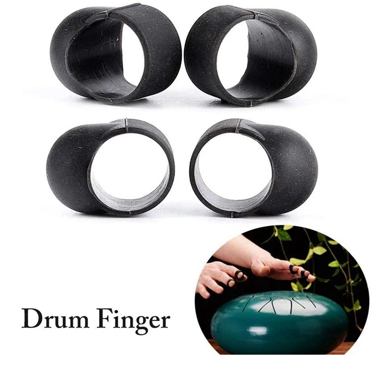 

8Set Empty Drum Finger Set Forget Worry Drum Lotus Drum Finger Set Kong Ling Drum Finger Covers Black