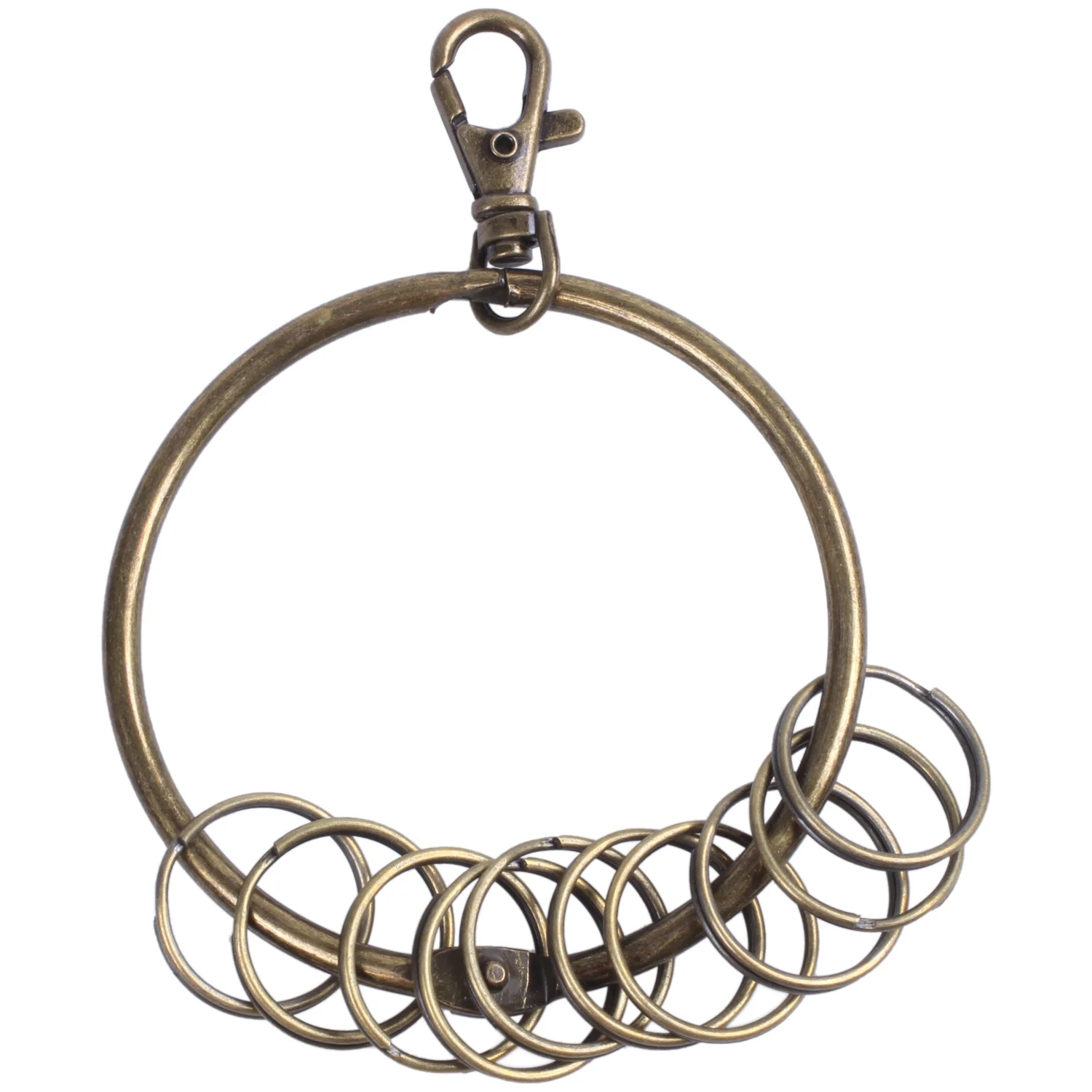 

Bronze Tone Carabiner Prisoner Keyring 10 Loops Key Chain Ring