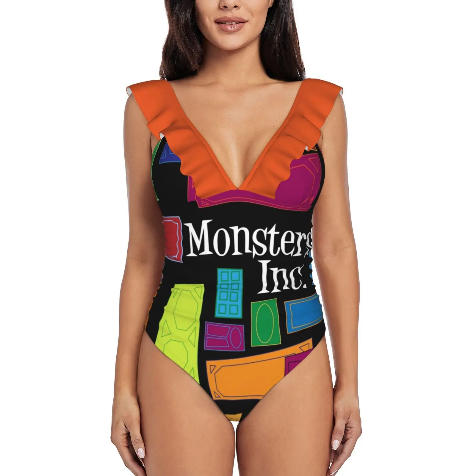 

Сексуальный цельный купальник Monsters Inc, женский купальник с оборками, Женский монокини с принтом, женская пляжная одежда, монстры, монстры, Inc