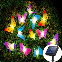 102030 led solar powered butterfly fiber optic fairy string light waterproof christmas outdoor garden decoration solar lights
