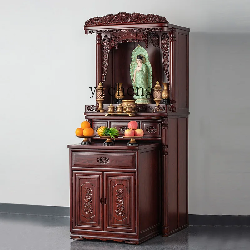 XL новый китайский вертикальный шкаф God of Wealth золото шелковый тиковый алтарный